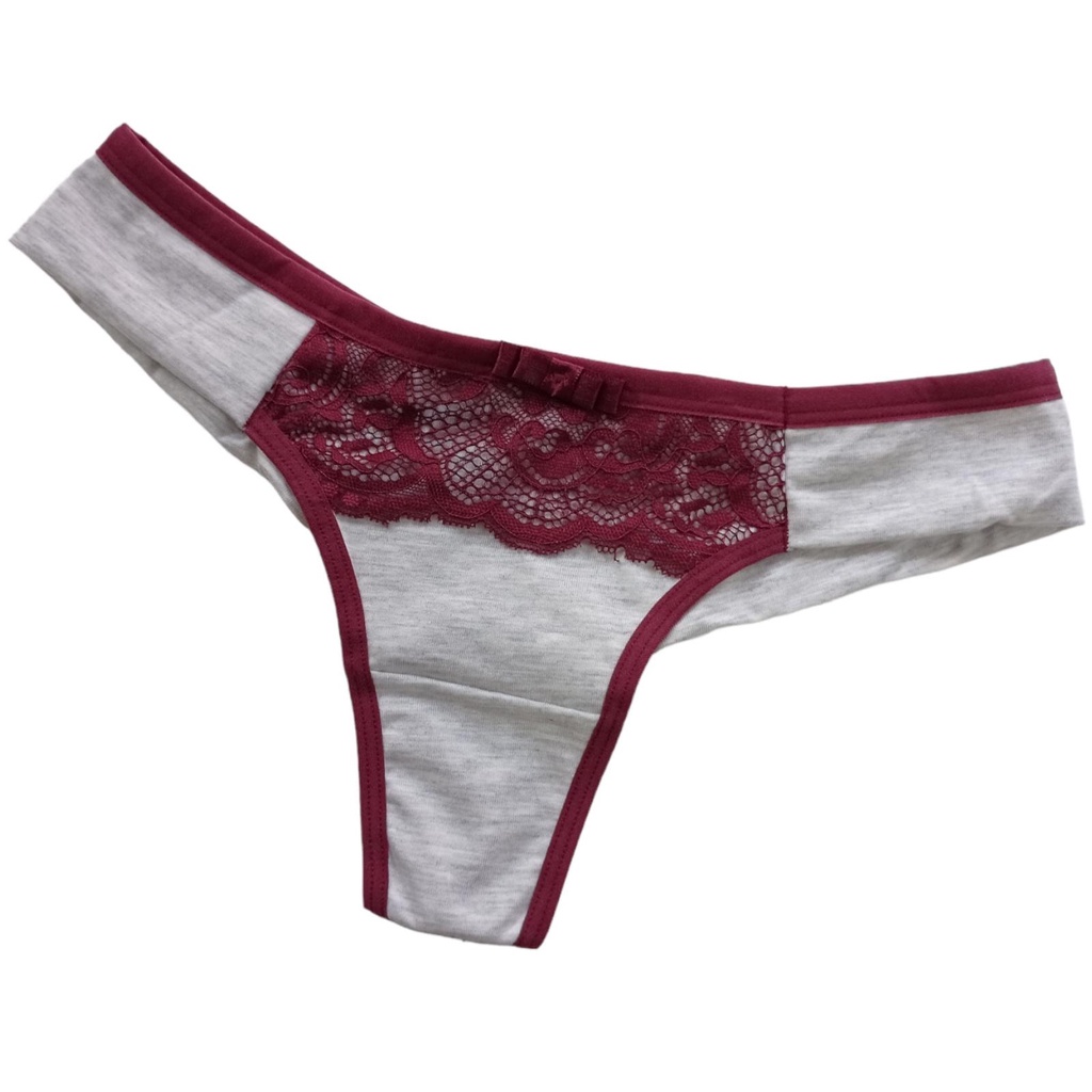 Calcinha Fio Duplo Tanga Mescla Renda Lingerie Puro Conforto Shopee Brasil