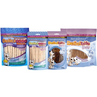 Combo de Pestiscos Para Cães Filhotes Baby Leite Deliciosso e Delicibife