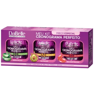 Kit 3 Máscaras Meu Cronograma Perfeito Hidratação Nutrição Reconstrução Vegano Sem Sal 1200g - DaBelle