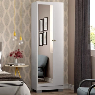 Armário Utilitário Multiuso 2 Portas Espelho Branco Carraro em Oferta na Shopee