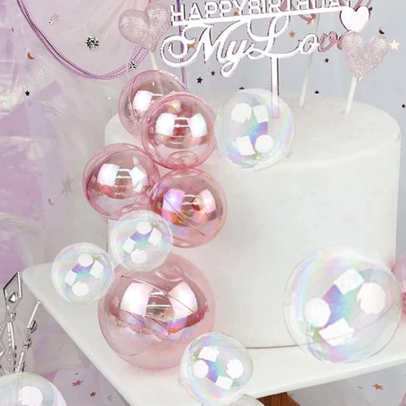 4Pcs Toppers De Bolo De Bolas Transparentes Coloridas Cupcake Cake Topper Para Decorações De Festa De Aniversário De Casamento