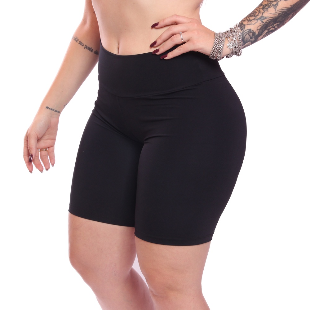 Bermuda Legging Feminina Zero Tranparência Short Cós Alto Lisa Fitness  Academia Treino Esporte