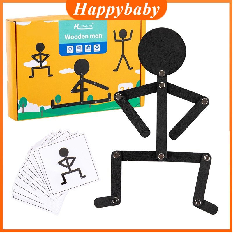 Quebra-Cabeça De Madeira Brinquedos De Montessori Humano 24 Cartões De Ação Corporal Jogo De Imaginação Treinamento Educacional Toddler Presente De Brinquedo