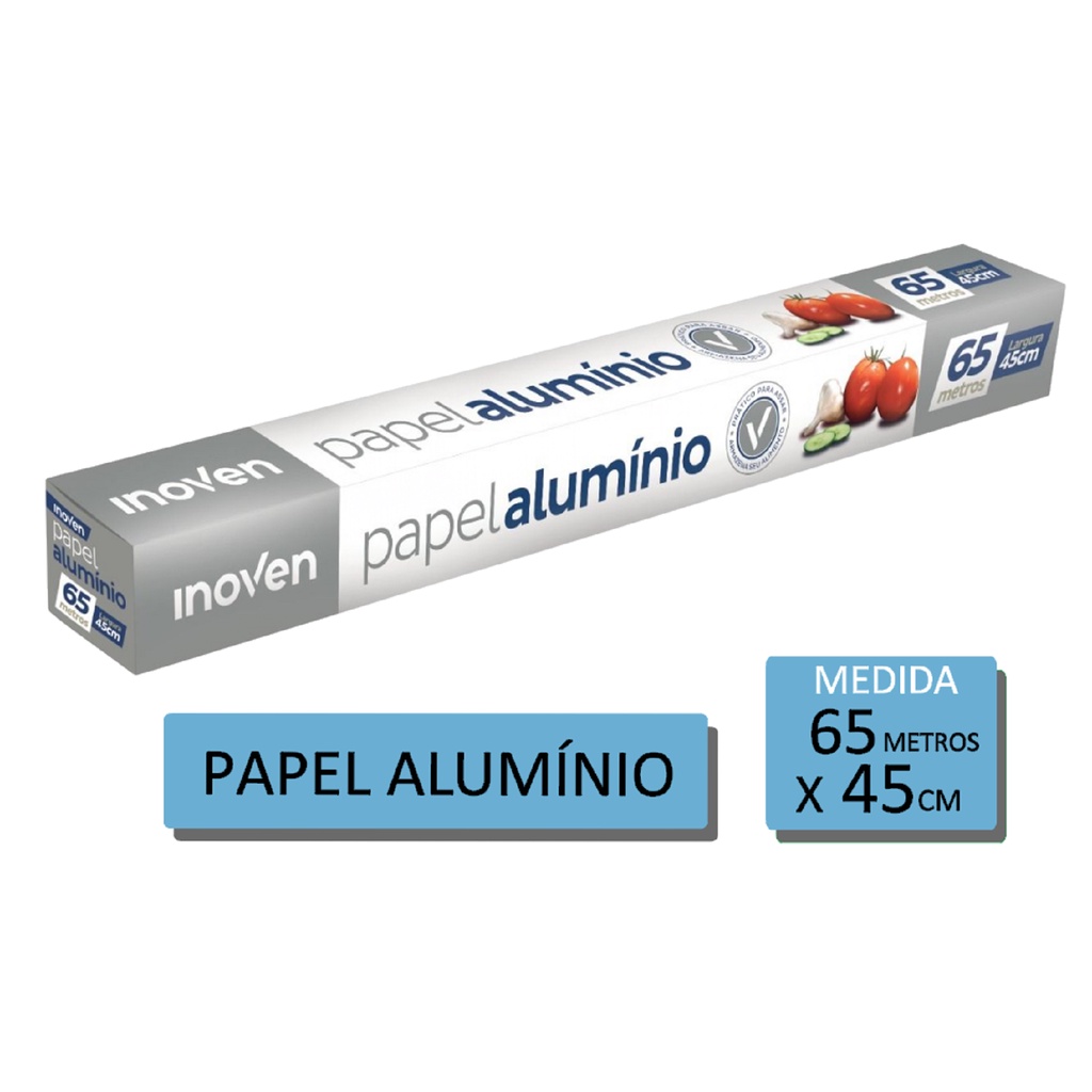 Rolo de Papel Alumínio Inoven - 45cm x 65m 45x65 - Unidade