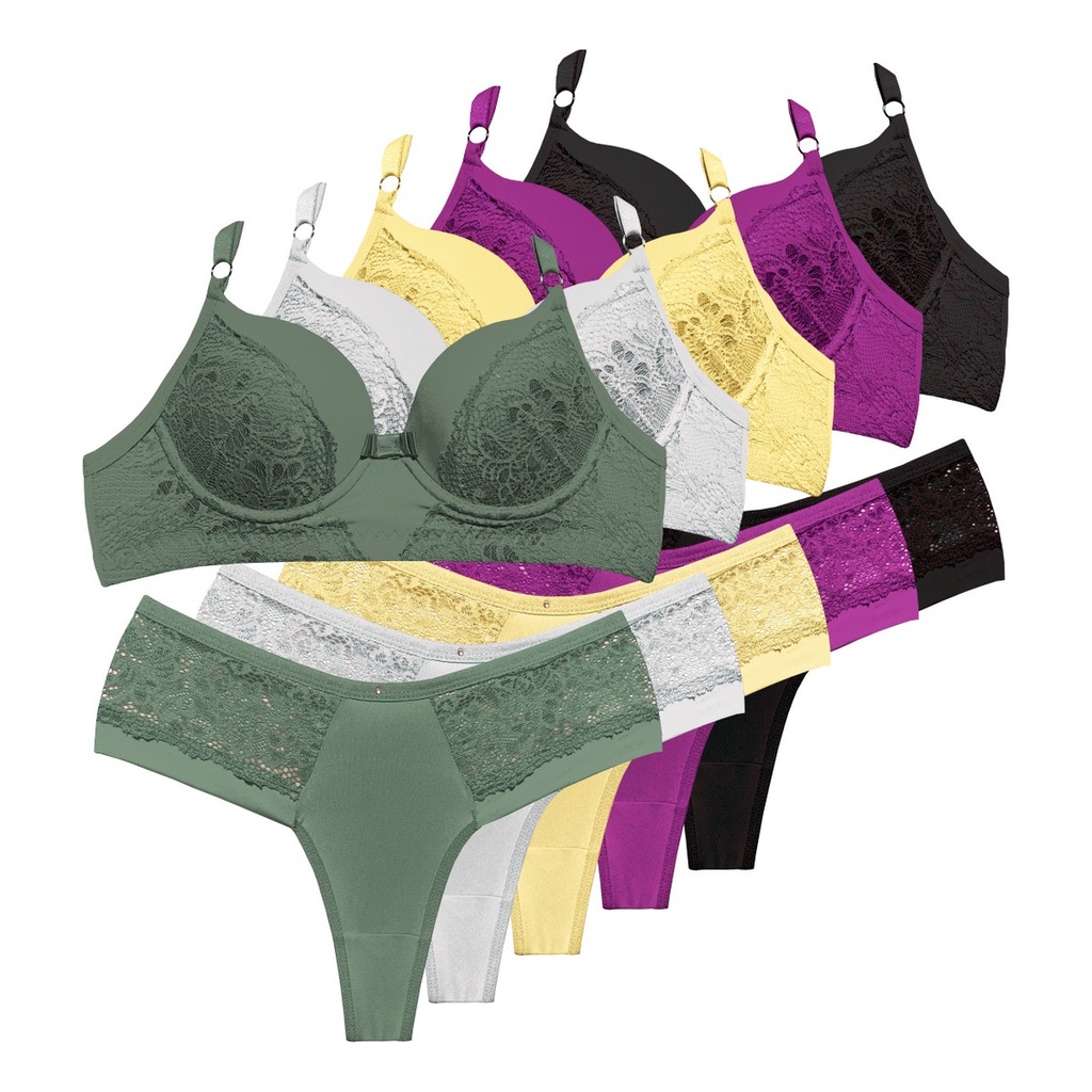 3 Lindas Pecas Calcinha Kit Lingerie Conforto Fio Cores Variados