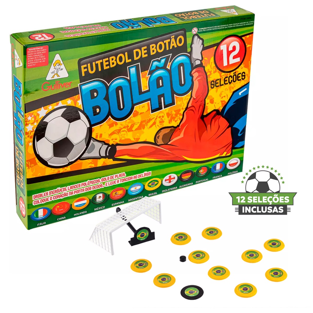 Jogo Futebol De Botão Gulliver Bolão 12 Times Seleções Mundial Europa ...