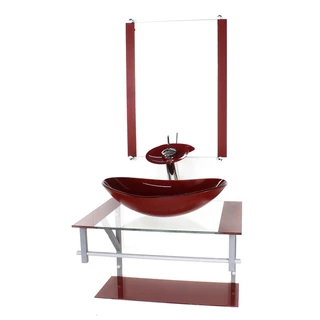 GABINETE DE VIDRO PARA BANHEIRO 60CM AC CUBA OVAL VERMELHO CEREJA