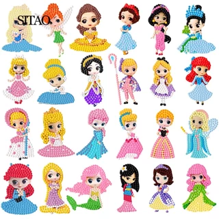 Kits De Adesivos De Pintura 5D DIY Diamond Para Crianças , Princesa De Desenho Animado Bonitinho E Castelo Art Stickers De Contas De Diamante Iniciantes