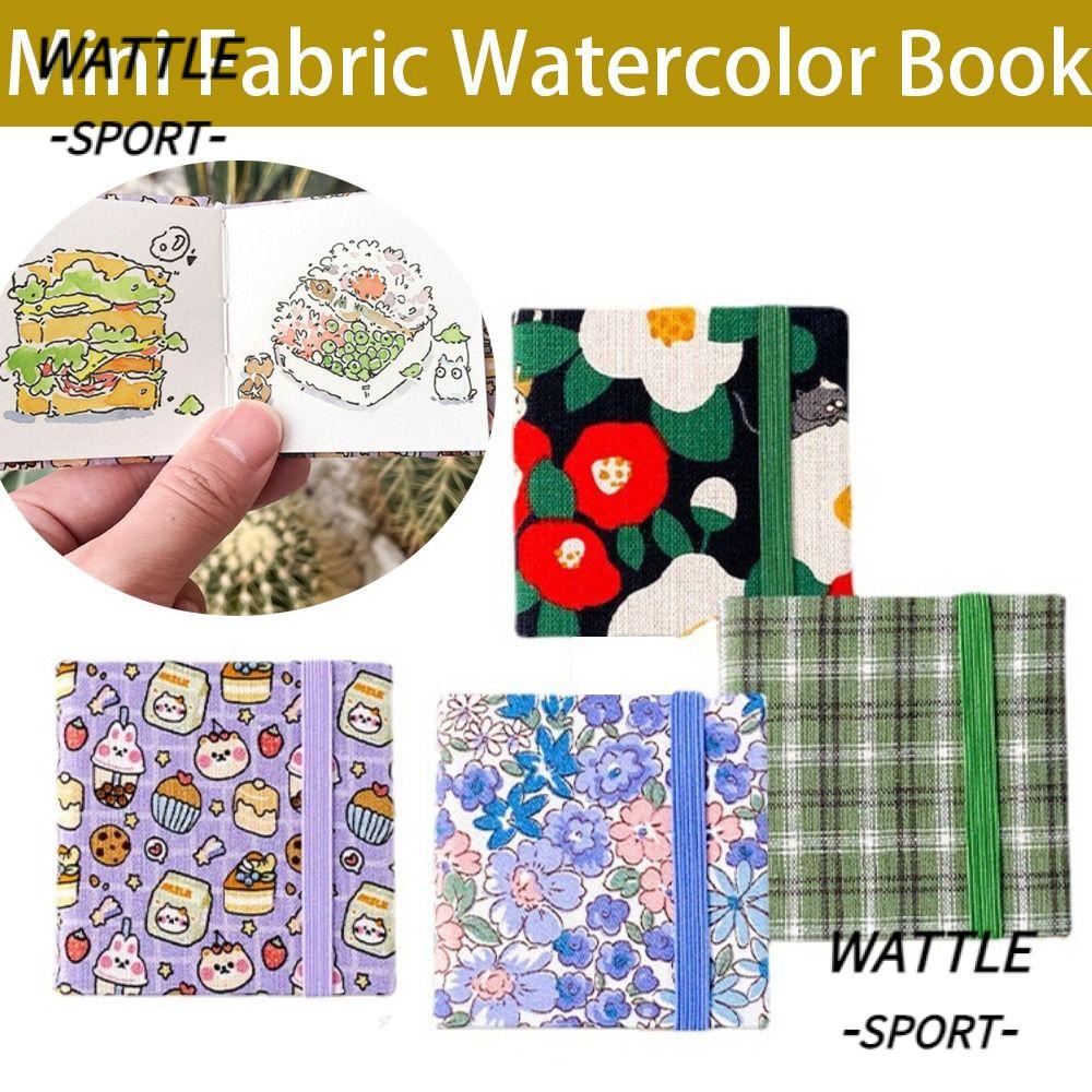 WATTLE Travel Sketchbook , 300g Mini Livro Portátil De Aquarela , Arte Especial De Polpa De Grãos Finos De Imagens De Tecido