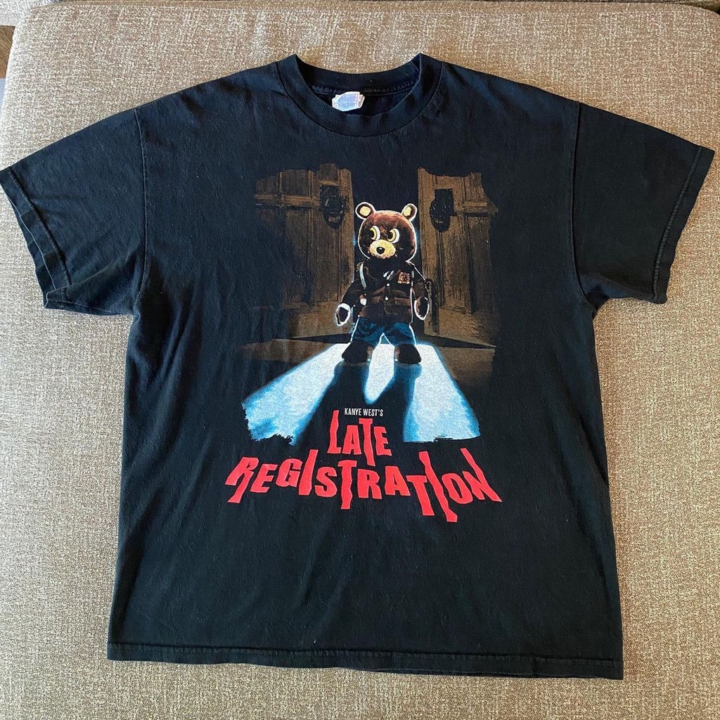 Kanye West Dropout Bear Vintage High Street Retro Homens E Mulheres Casal Loose Short Sleeve T-shirt Tendência