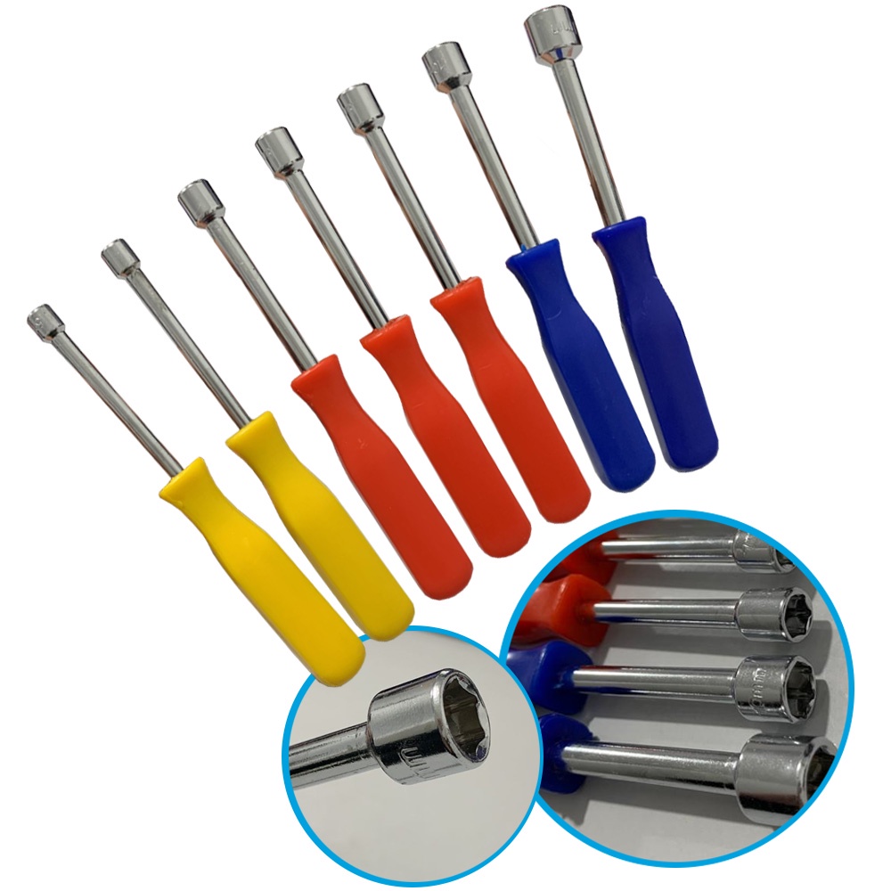 Jogo De Chave Canhão 7 Peças Cabo Colorido Lugatools