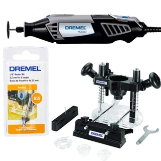 Retífica DREMEL 4000 com Tupia Guia de Corte e Fresa