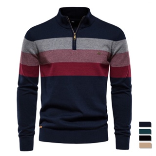 Camisola De Pullover De Algodão Casual Com Zíper Para Homem Inverno Quente