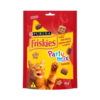 Kit com 5 Petisco Friskies Gatos Adultos Cordeiro, Carne Suína e Carne 40g