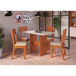 Conjunto de Mesa para Sala de Jantar Indekes Karla 04 Cadeiras