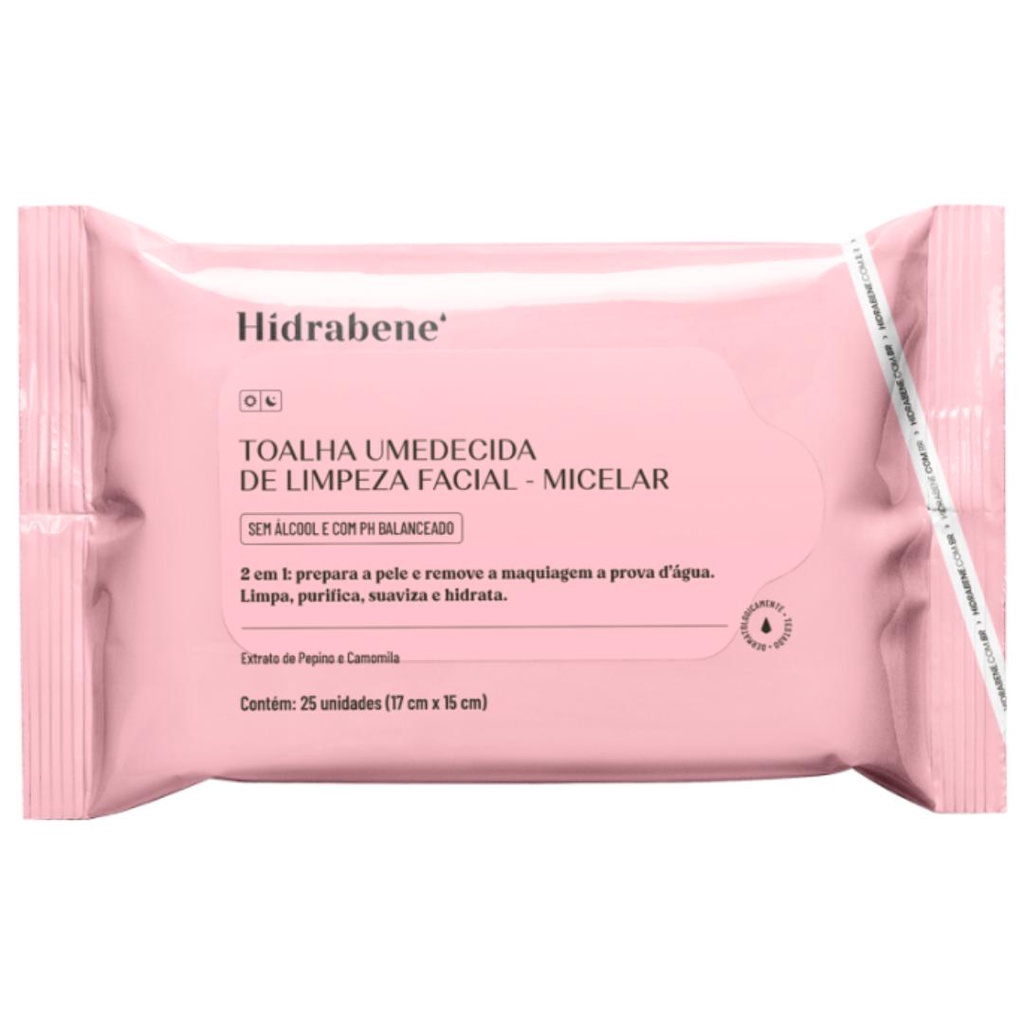 TOALHA UMEDECIDA DE LIMPEZA FACIAL HIDRABENE VEGANO 25 UN
