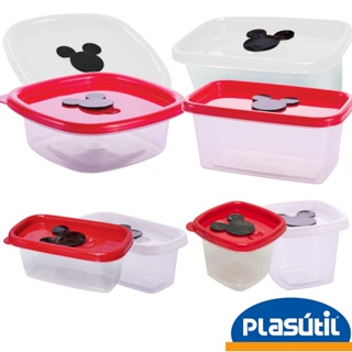 Pote Válvula Mickey Mouse Vermelho Branco Quadrado Retangular Plasútil