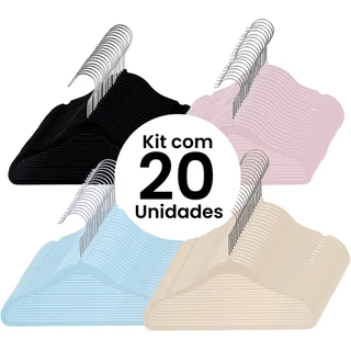 Kit 20 Cabide Infantil Veludo Slim Antideslizante Ultrafino