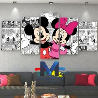 Quadro Do Mickey E Minnie Quarto Top Promoção 5 Peças