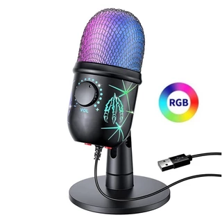 Microfone USB Para Jogos De PC Com Fio Streaming Podcasts , De Mesa Condensador De Computador RGB Vídeo YouTube
