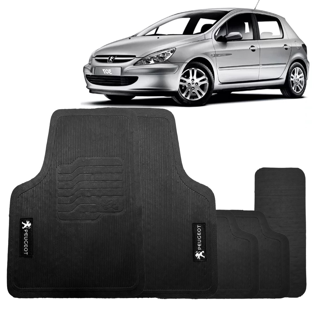 Jogo de Tapete Peugeot 307 2000 a 2006 Borracha Com Logo