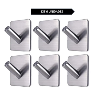 Gancho De Parede Inox Adesivo Pendurar Roupas Chaves 6 Pçs