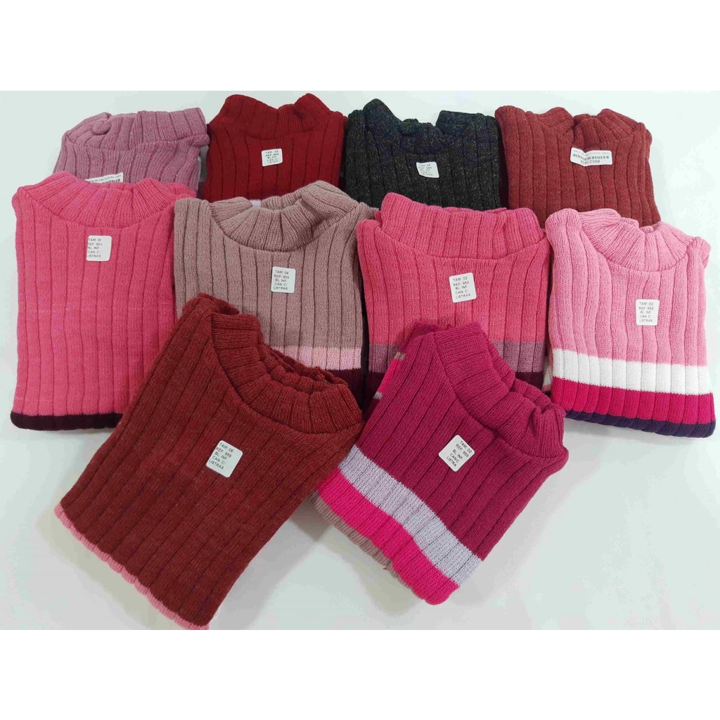 Kit 2 Básica Lã Blusa Frio Inverno Menina 2 4 6 Infantil 959