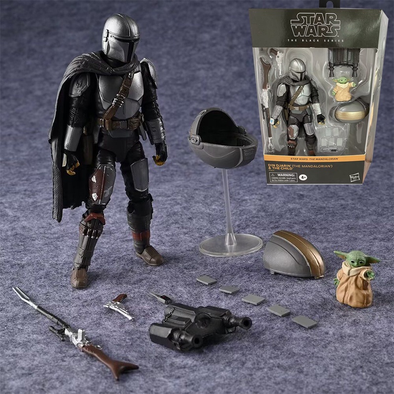 Star wars Série Preta Mandalorian 6 Inch track Yoda Grogu Articulado Ação Figura Brinquedos Modelo Bonecos Figurino