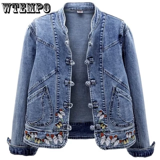 Jaqueta jeans curta vintage chinoiserie bordado stretch jaqueta feminina primavera e outono combina com tudo moda Harajuku slim Tops em Promoção na Shopee Jaqueta jeans curta vintage chinoiserie bordado stretch jaqueta feminina primavera e outono combina com tudo moda Harajuku slim Tops