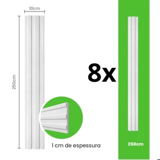 Painel Ripado Decorativo Eva Autocolante 10cm 2,5m Kit C/ 8