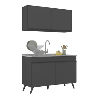 Armário de Compacta 2 peças Veneza Multimóveis MP2141.895 Preto