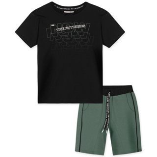 Conjunto Camiseta e Bermuda Moletom Infantil Menino Tigor