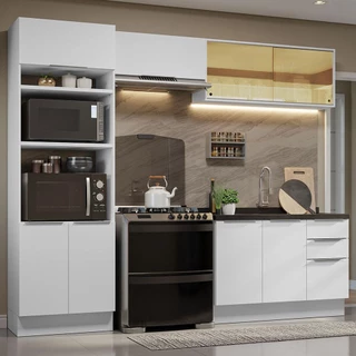 Armário de Cozinha Completa 270cm Branco Stella Madesa 06 em Oferta na Shopee