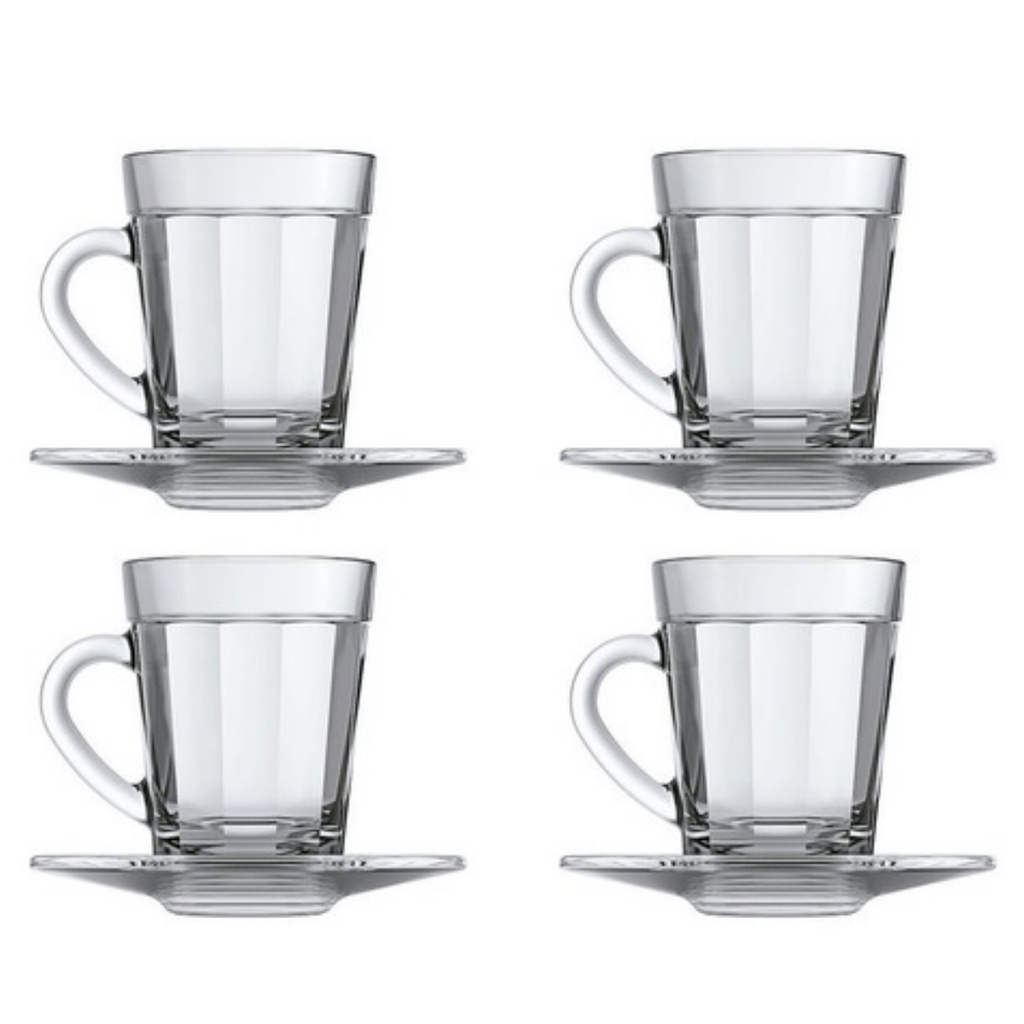 Jogo Xicaras Café Com Pires Modelo Copo Americano Kit Com 4