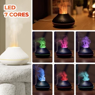 Controle com LED de 7 Cores, Estilo Branco - Umidificador Difusor Aromatizador Ultrassônico 130ml