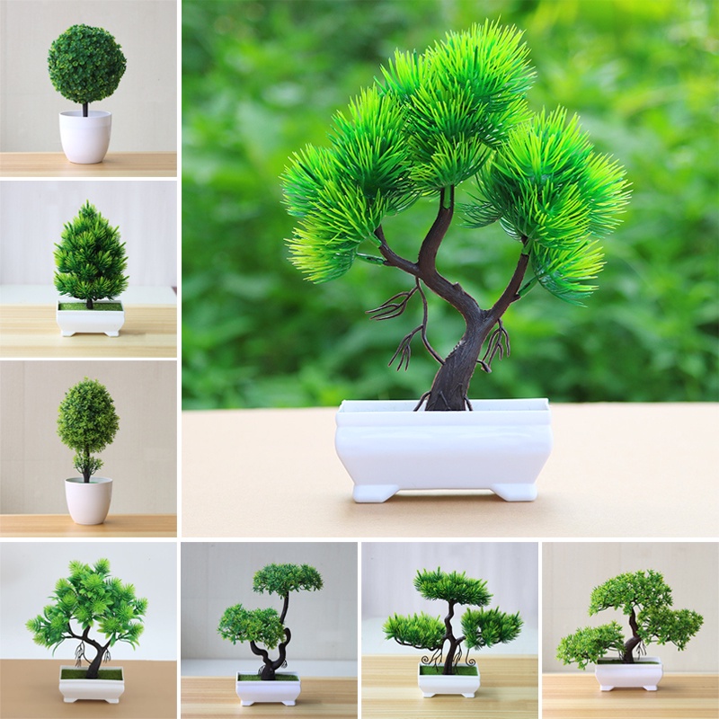Planta Artificial Pote Árvore De Natal Bonsai Verde Pequena Decoração