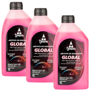 Kit 3 Aditivo Radiador Rosa Pronto Uso Global Original Tirreno Atende Todas Montadoras