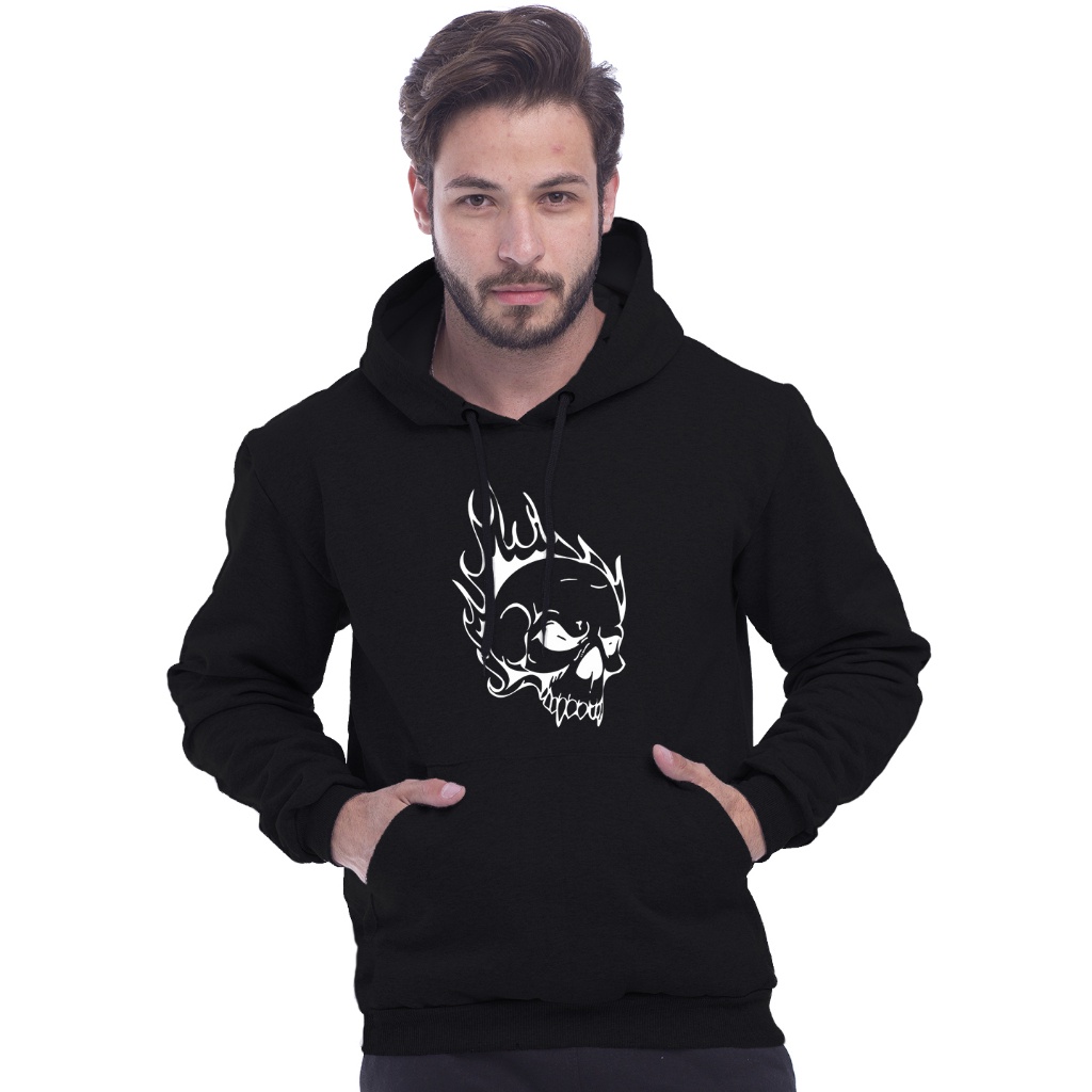 Moletom Masculino Caveira Agasalho Rock Capuz E Bolso Canguru