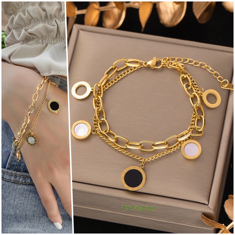 Braceletes do aço inoxidável para mulheres, jóia chapeada do ouro 18K, nenhuns acessórios do fade