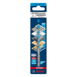 Broca 6mm Bosch Multimaterial HEX-9 Expert MultiConstruction Widea