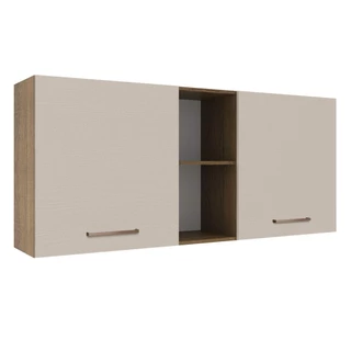 Armário de Cozinha Aéreo 150 cm 2 Portas e 2 Nichos Rustic/Crema Agata Madesa em Oferta na Shopee