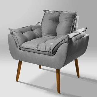 Poltrona Decorativa Opala Sala de Estar Cinza
