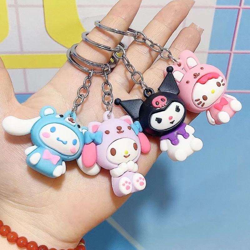 Chaveiro de pelúcia Kawaii,Bonecas fofas de chaveiros com orelhas