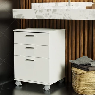 Gaveteiro para Banheiro Branco com 3 Gavetas e Rodinhas Madesa em Oferta na Shopee