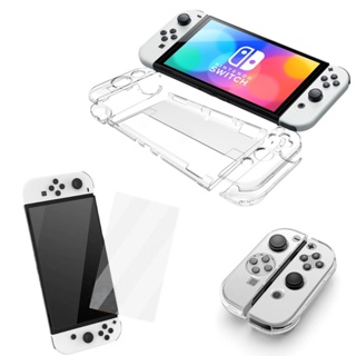 Kit Capa Acrílico + Película Vidro Para Nintendo Switch Oled
