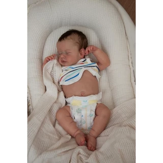 Reborn 45CM Boneca Recém-Nascida Baby Doll Renascida Loulou Asleep Soft Cuddly Body Lifelike 3D Skin Com Veias Visíveis Feita A Mão De Alta Qualidade