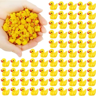 100 Pcs Mini Patos De Resina Conjunto De Minúsculos A Granel Para Decoração De Bolo Bonecas De Jardim Bricolage Kit De Lodo Artesanato Brinquedos De Festa
