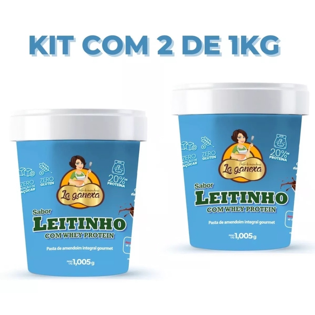 Kit 2 Pasta de Amendoim Leitinho c/ Whey Prot La Ganexa 1KG