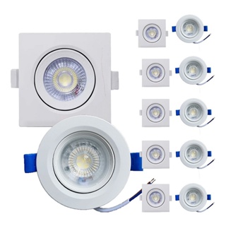 Kit 10 un Luminária Spot Led 7w Redondo Quadrado Embutido 6500k 3000k Bivolt