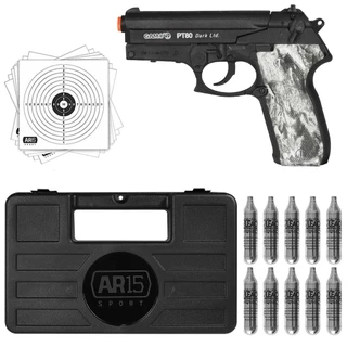 Pistola Co2 Gamo PT-80 Dark 4.5mm + Maleta 29cm + Co2 12gr